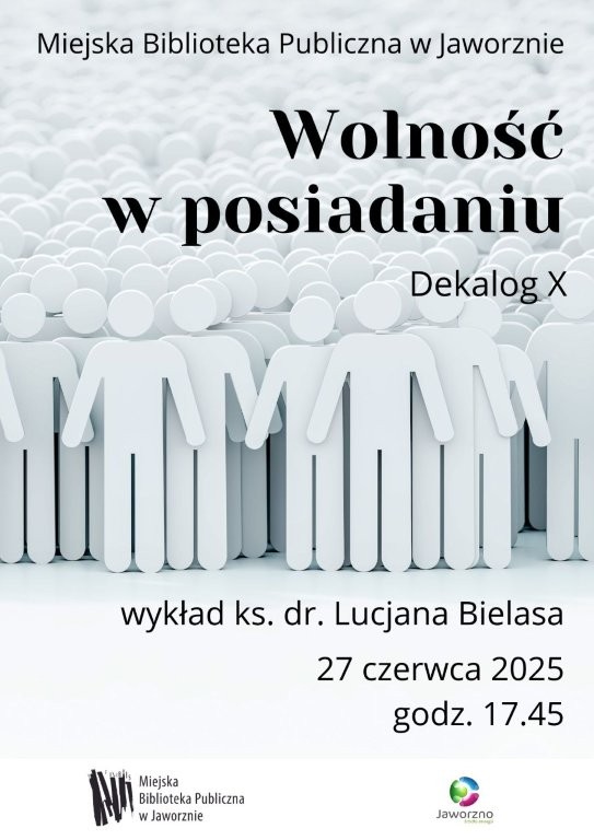 Plakat w jasnoszarych kolorach, większą część plakatu zajmuje ilustracja prezentująca minimalistycznie stworzone postanie (przypominające ludzi na znakach drogowych), osoby te są jasnoszare, jest ich kilkaset (pierwszy rząd widoczny całościowo, a za tym rzędem ludzi widać fragmenty kolejnych rzędów), Na tym tle czarne napisy zgodne z opisem wydarzenia.