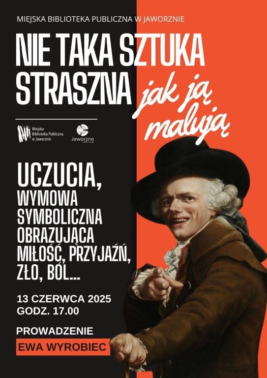 Plakat z tłem w połowie (po lewej) czarnym, w połowie (po prawej) pomarańczowym. Na tym dwukolorym tle znajdują się białe napisy zgodne z opisem wydarzenia. W prawej części jest zamieszczony obrazek (wycięty po obrysie) mężczyzny znanego z memów (Josepha Ducreux) w kapeluszu, uśmiechającego się i wskazującego palcem w stronę odbiorcy.