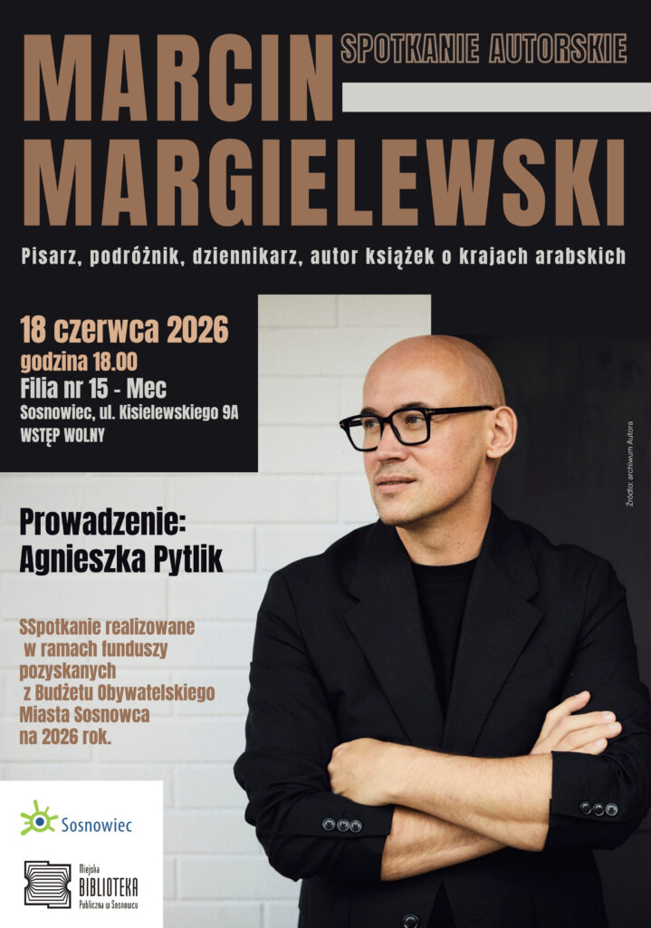 Na plakacie dominującym motywem jest portret )od pasa w górę) mężczyzny z założonymi rękami patrzącego w lewą stronę. Mężczyzna ubrany jest w czarną marynarkę z podwiniętymi rękawami, lekko się uśmiecha, nie ma włosów, nosi okulary z prostokątnymi, grubszymi oprawkami. Poza tym brązowe napisy na czarnych winietach zgodne z opisem wydarzenia

